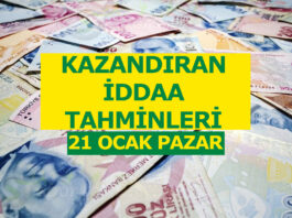 21 Ocak 2018 Pazar iddaa tahminleri