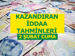 2 Şubat 2018 Cuma iddaa tahminleri