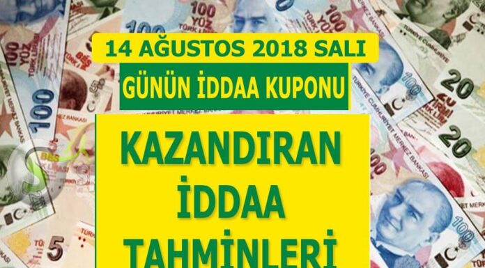 14 Ağustos 2018 Salı iddaa maçları