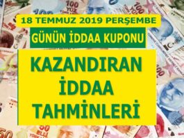 18 Temmuz iddaa tahminleri