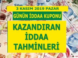 İddaa tahminleri 3 Kasım