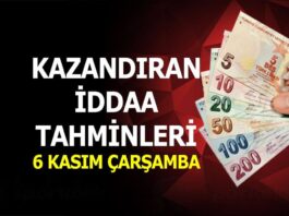 6 Kasım İddaa tahminleri