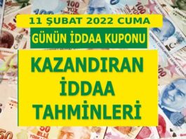 11 Şubat 2022 Cuma iddaa tahminleri