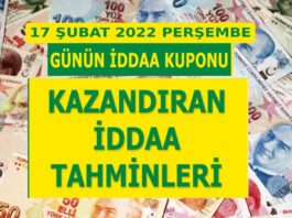 17 Şubat iddaa tahminleri