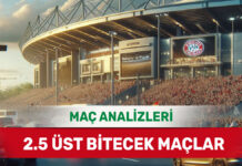 30 Ağustos 2025 Cumartesi 2.5 Üst yorumlu maç analizleri