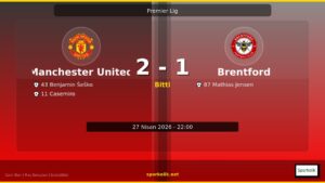 Manchester United ile Brentford Arasında 90 Dakika Nasıl Sonuçlandı? 2-1
