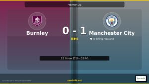 Burnley vs Manchester City Maç Sonucu — 0-1 | 22 Nisan 2026