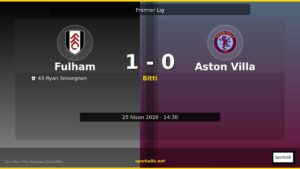 Fulham – Aston Villa Maçında Skor: 1-0