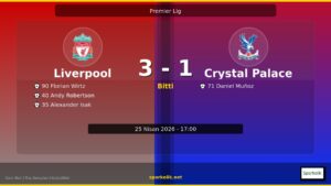25 Nisan 2026 Gecesinin Sonucu: Liverpool 3-1 Crystal Palace