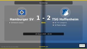 25 Nisan 2026 Gecesinin Sonucu: Hamburger SV 1-2 TSG Hoffenheim