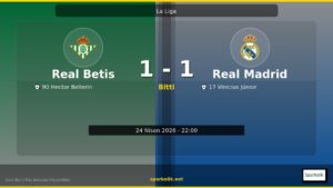 Real Betis vs Real Madrid Maç Sonucu — 1-1 | 24 Nisan 2026