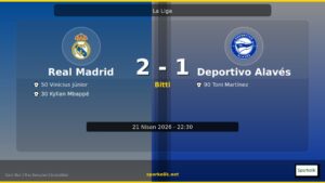 Real Madrid vs Deportivo Alavés Maç Sonucu — 2-1 | 21 Nisan 2026