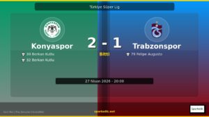 27 Nisan 2026 Gecesinin Sonucu: Konyaspor 2-1 Trabzonspor