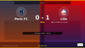 0-1 Biten Paris FC vs Lille Maçının Özeti ve İstatistikleri