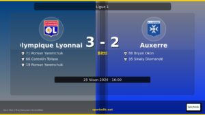 Olympique Lyonnais – Auxerre Maçında Skor: 3-2