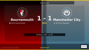 Bournemouth – Manchester City Maçının Anatomisi: 1-1 Sonrası Tüm Veriler