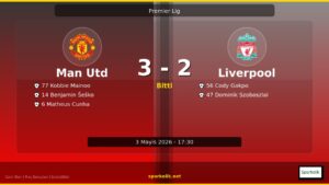 Manchester United vs Liverpool Maç Sonucu — 3-2 | 3 Mayıs 2026