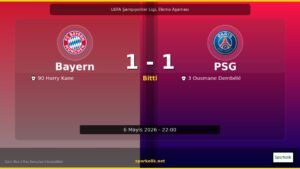 1-1 Biten FC Bayern München vs Paris Saint-Germain Maçının Özeti ve İstatistikleri