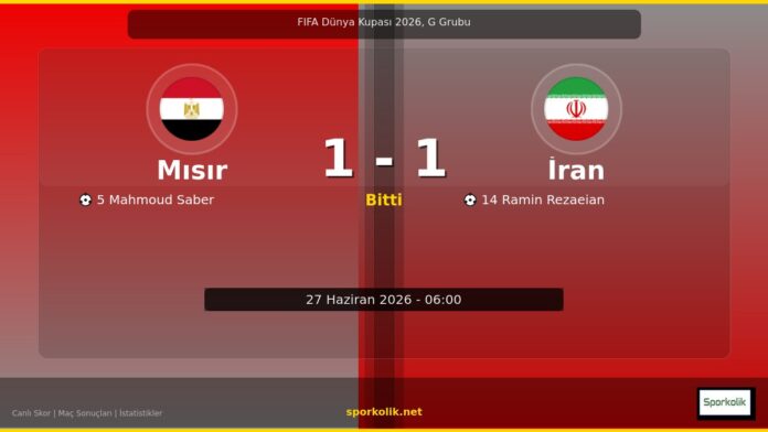 Mısır - İran Maç Analizi Mısır vs İran maç sonucu görseli - FIFA Dünya Kupası 2026, G Grubu