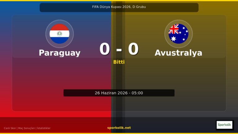 Paraguay vs Avustralya maç sonucu görseli - FIFA Dünya Kupası 2026, D Grubu